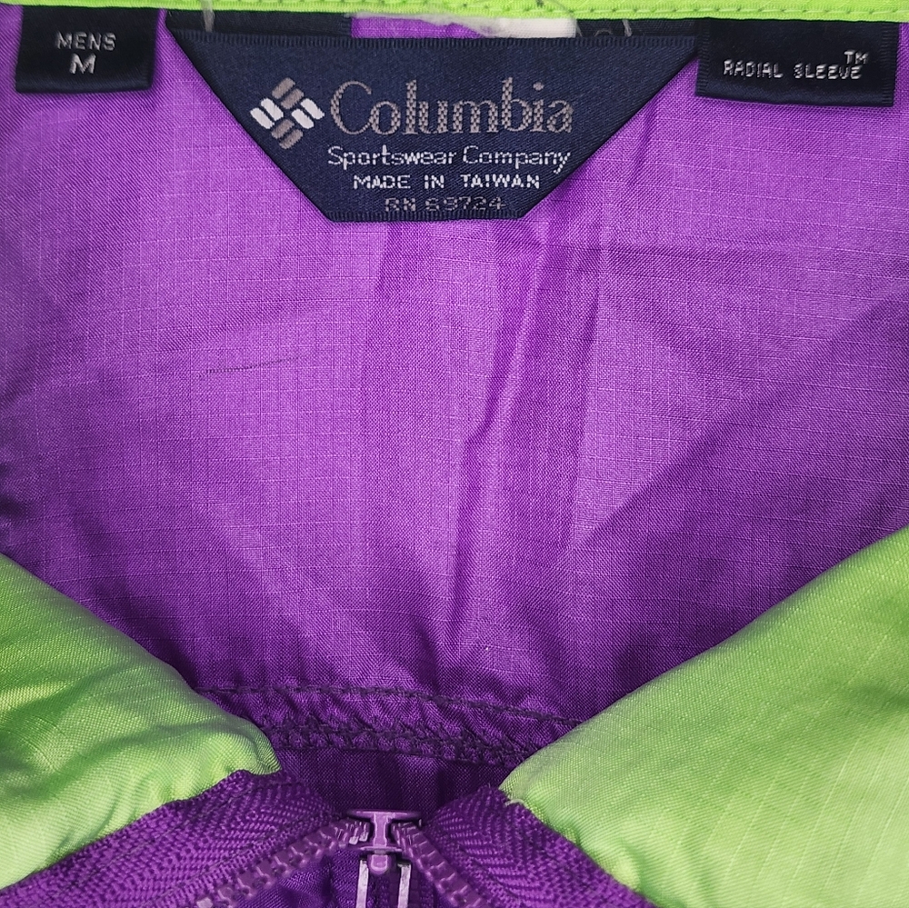 COLUMBIA Vintage 90s Radial Sleeve Pullover Windbreaker Purple Men’s M - Picture 5 of 5
